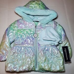Rothschild Baby Girls Iridescent Aqua Winter Puffer Jacket NWT 2T
